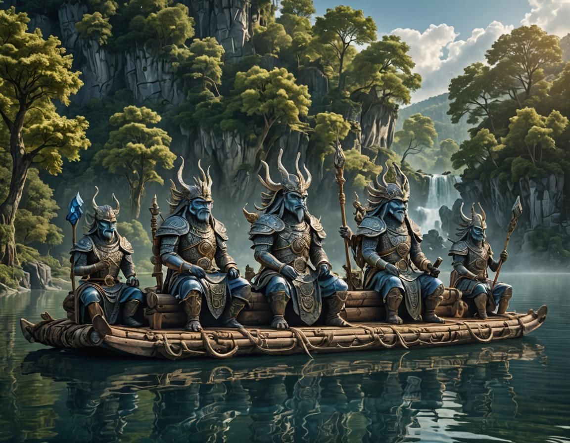 Majestic Water Guardians Meeting on Mystical Lake Raft