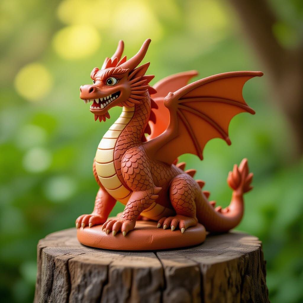 Majestic Terracotta Dragon Sculpture in Natural Light