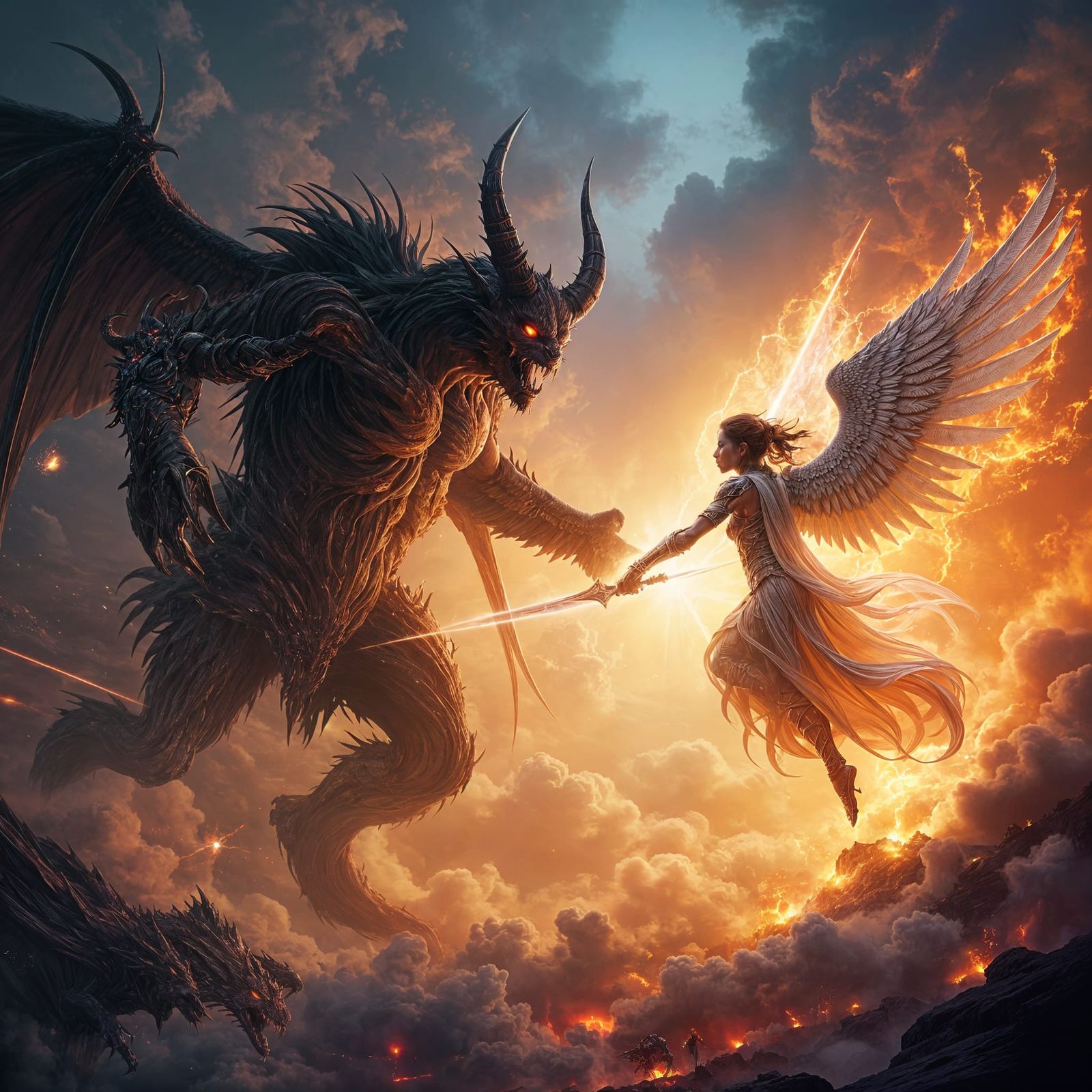 Epic Battle: Demon Versus Angel in Fantasy Art