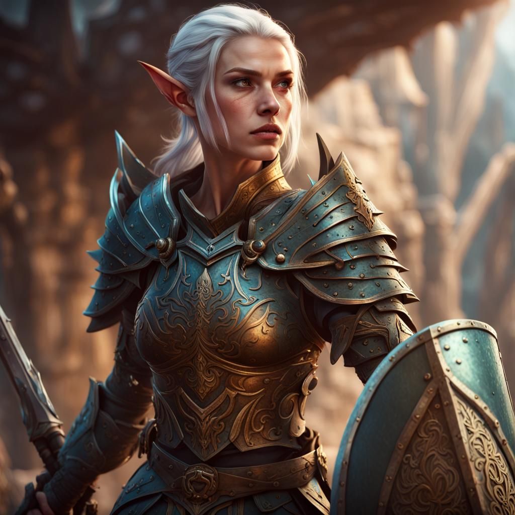 Elven Royal Guard Captain Leading Battle Charge