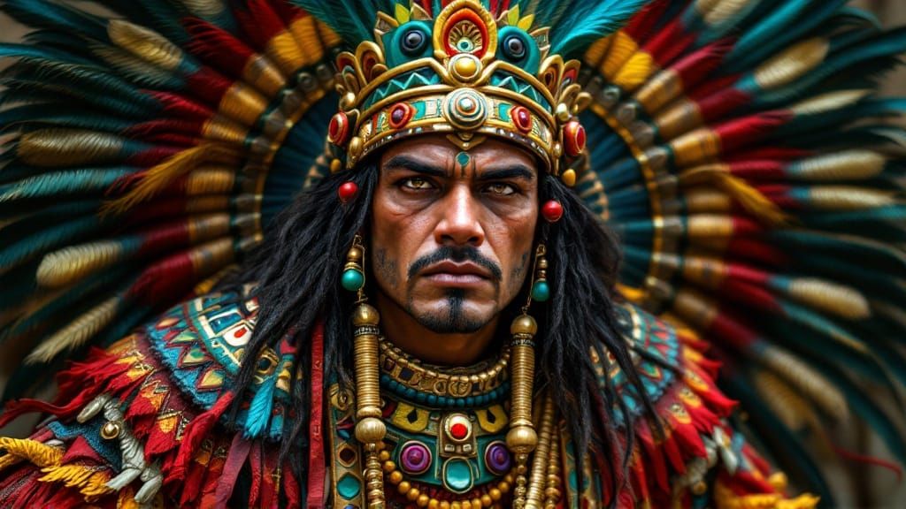 Aztec Priest in Traditional Ceremonial Dress