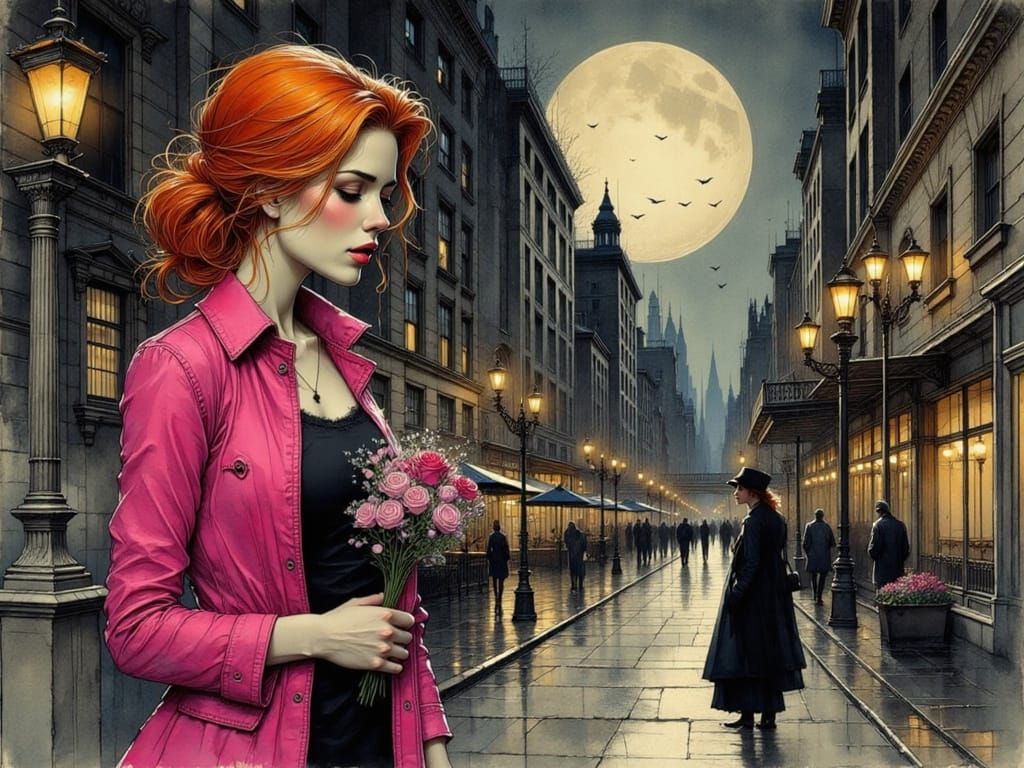 Holding flowers for her lover