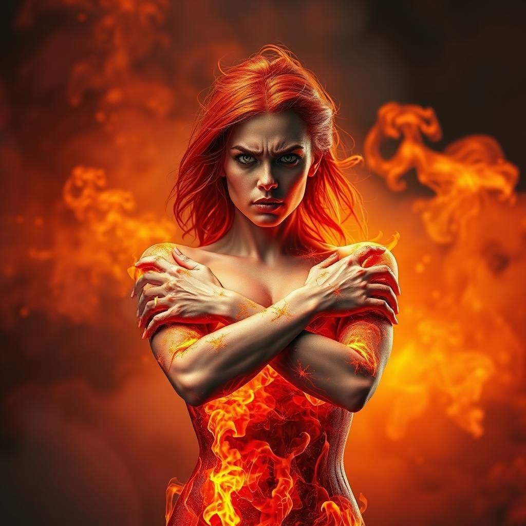 Enraged Fire Woman with Molten Body
