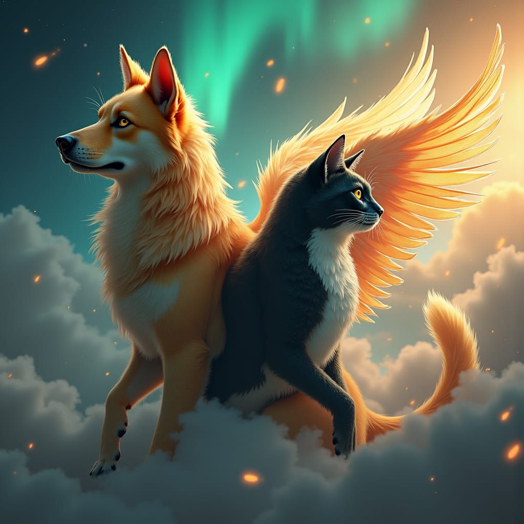 Majestic Hybrid Creature with Wings in Dreamlike Setting