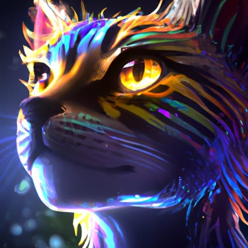 Prismatic Cat Portrait in Art Nouveau Style