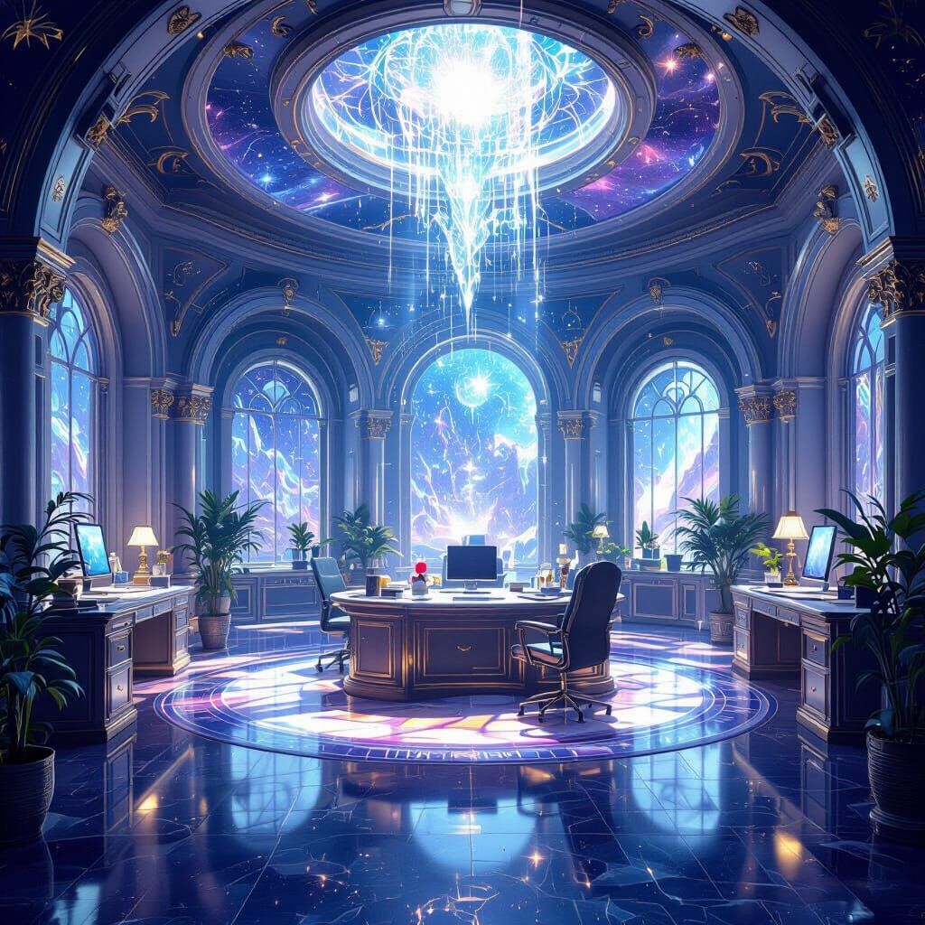 Ethereal Office in Celestial Light
