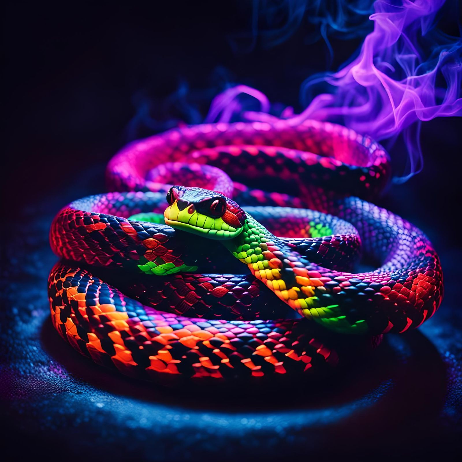 Neon Snake in Fashion Photoshoot Style