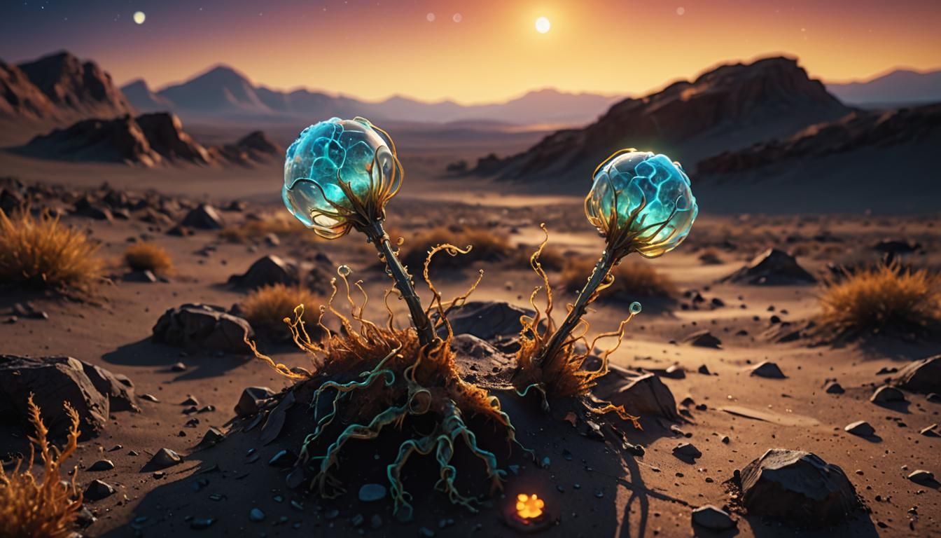 Bioluminescent Sprout on Barren Planet: Concept Art