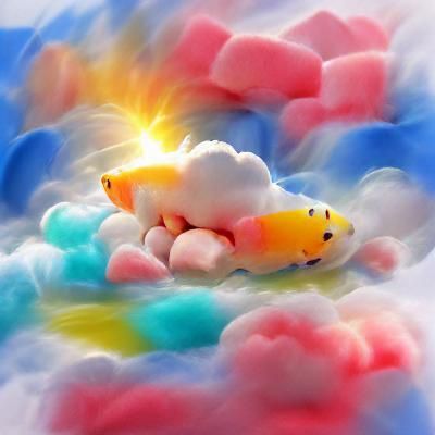 Colorful Fish Swim into Marshmallow Clouds