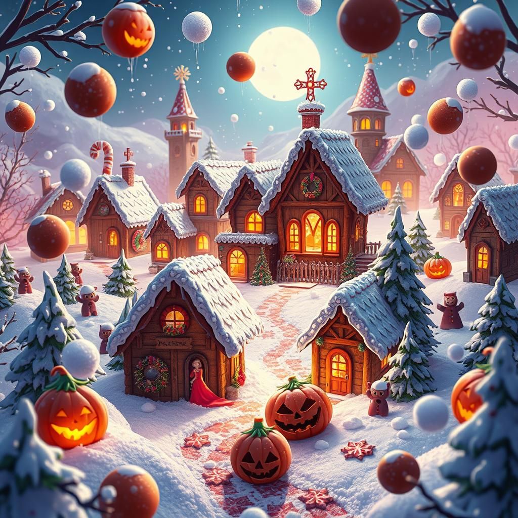 Christmas Cookie Village Snowball Fight in Candyland
