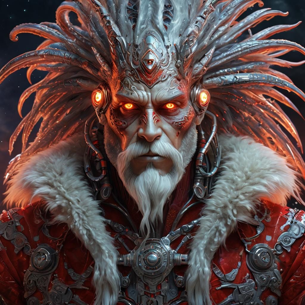 Majestic Cyborg Alien Portrait in Ornate Style