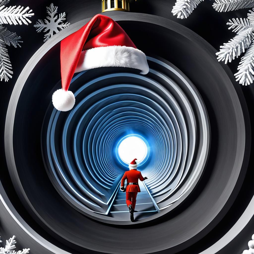 (Dr Who TARDIS  chasing James Bind down the   black and whit...