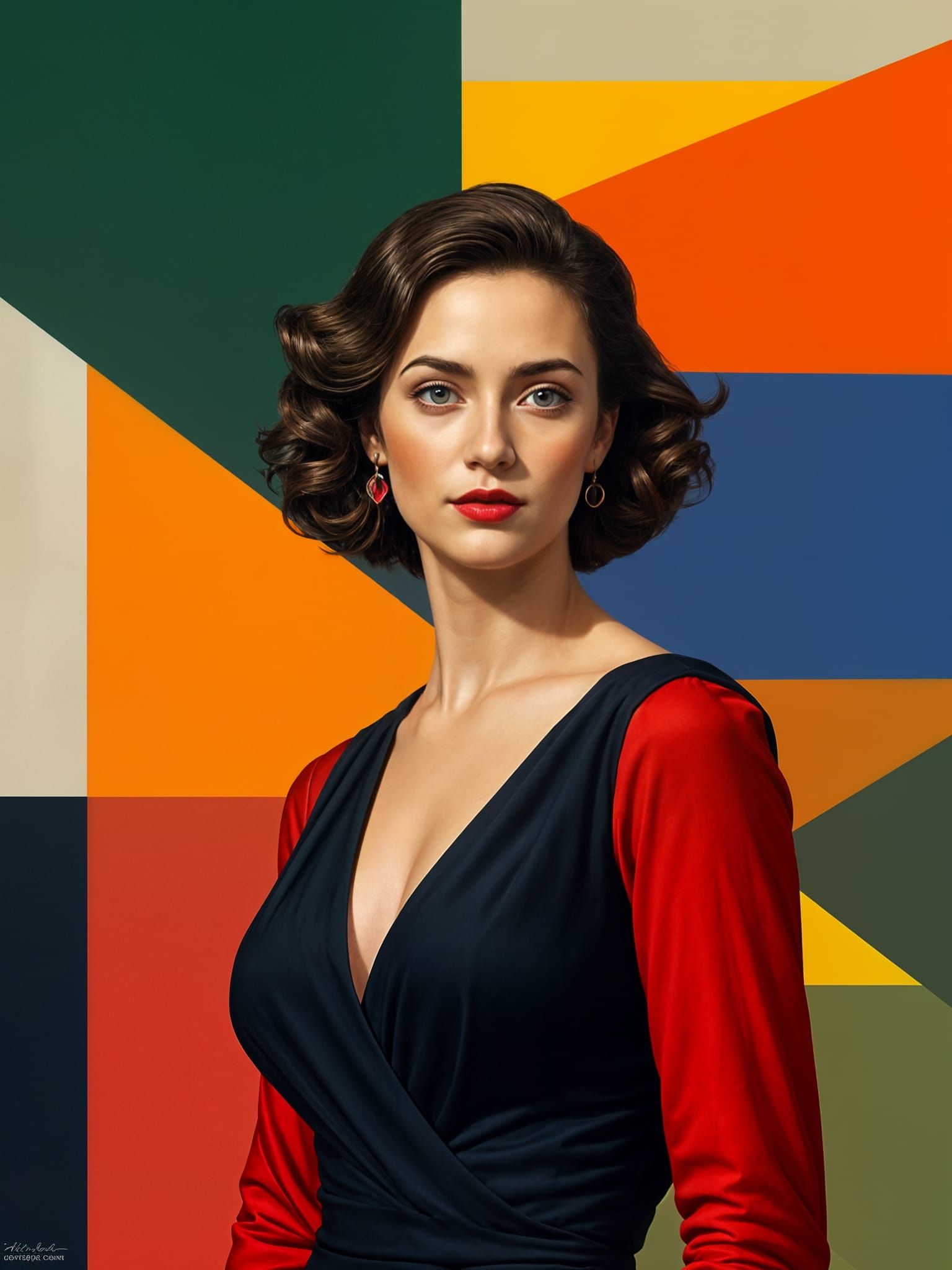 Large Geometric shapes of Tranglism that make a woman backgr...