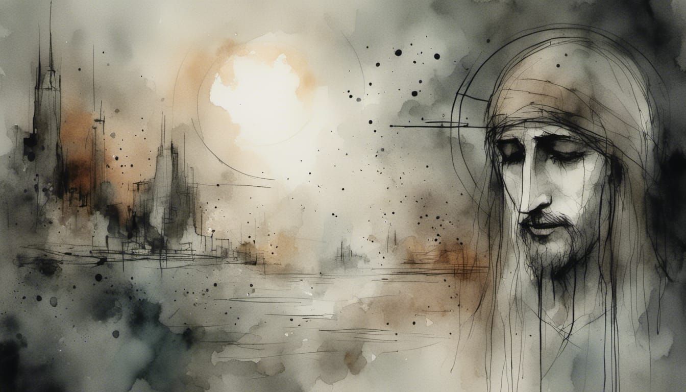 Sacred Heart of Jesus in Watercolor Style