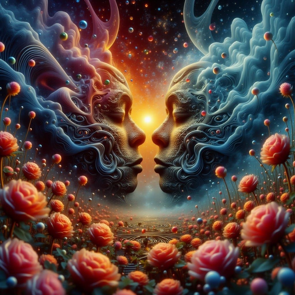 Surreal Meditation on the Duality of Human Emotion in Tangle...