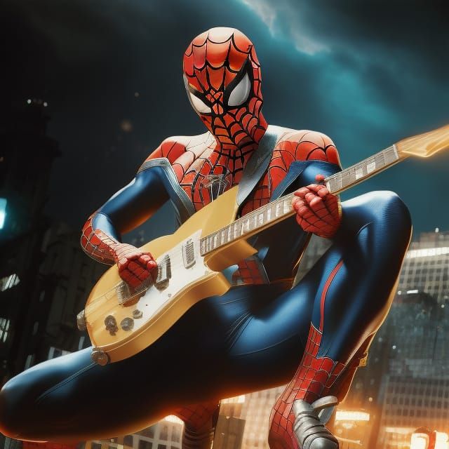 Spider-Man with Guitar