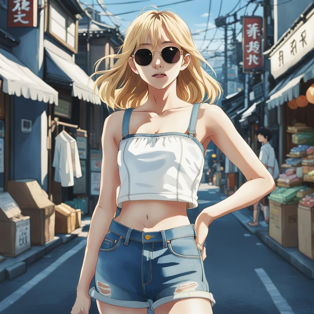 Korean Woman Shopping in Anime Style