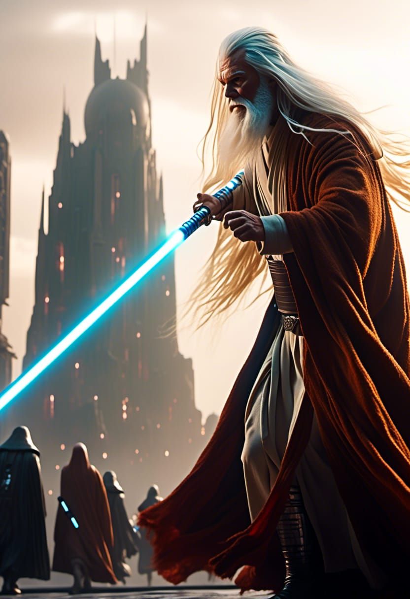 Jedi Master Chasing Sith in Coruscant's Depths