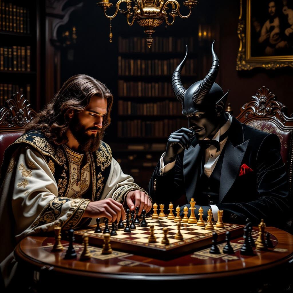 Jesus Checkmates Devil in Dramatic Chess Game