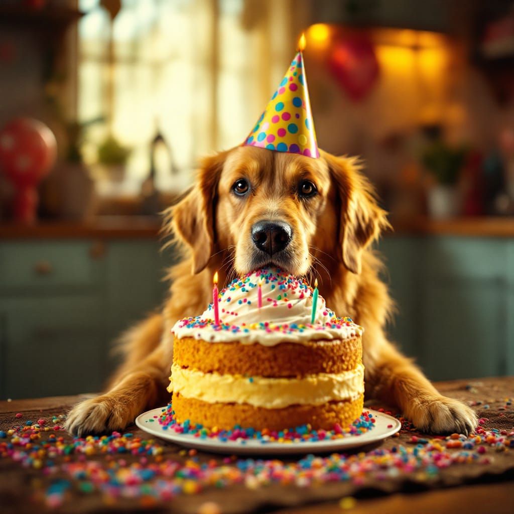 Golden Retriever Pooping Birthday Cake: Cinematic Film