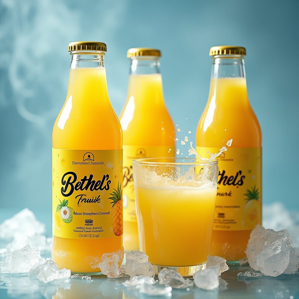 Pineapple Juice Still Life with Icy Background