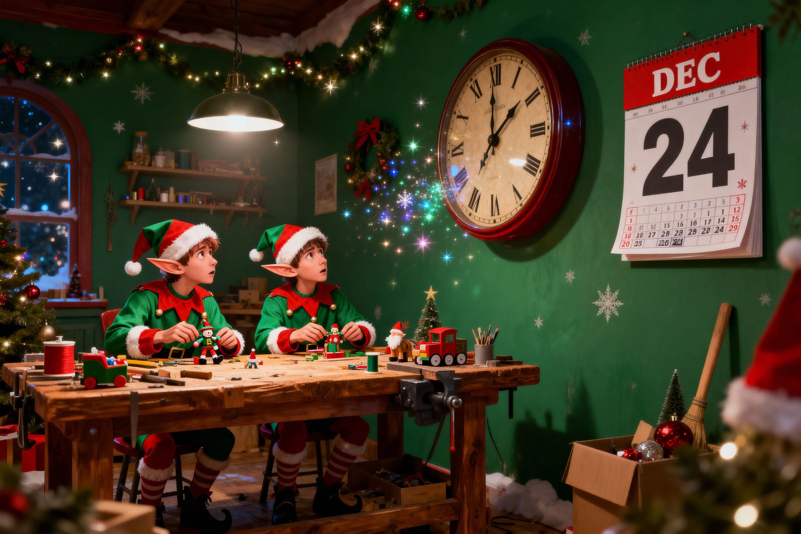 Elves Rush Toymaking Before Christmas Eve