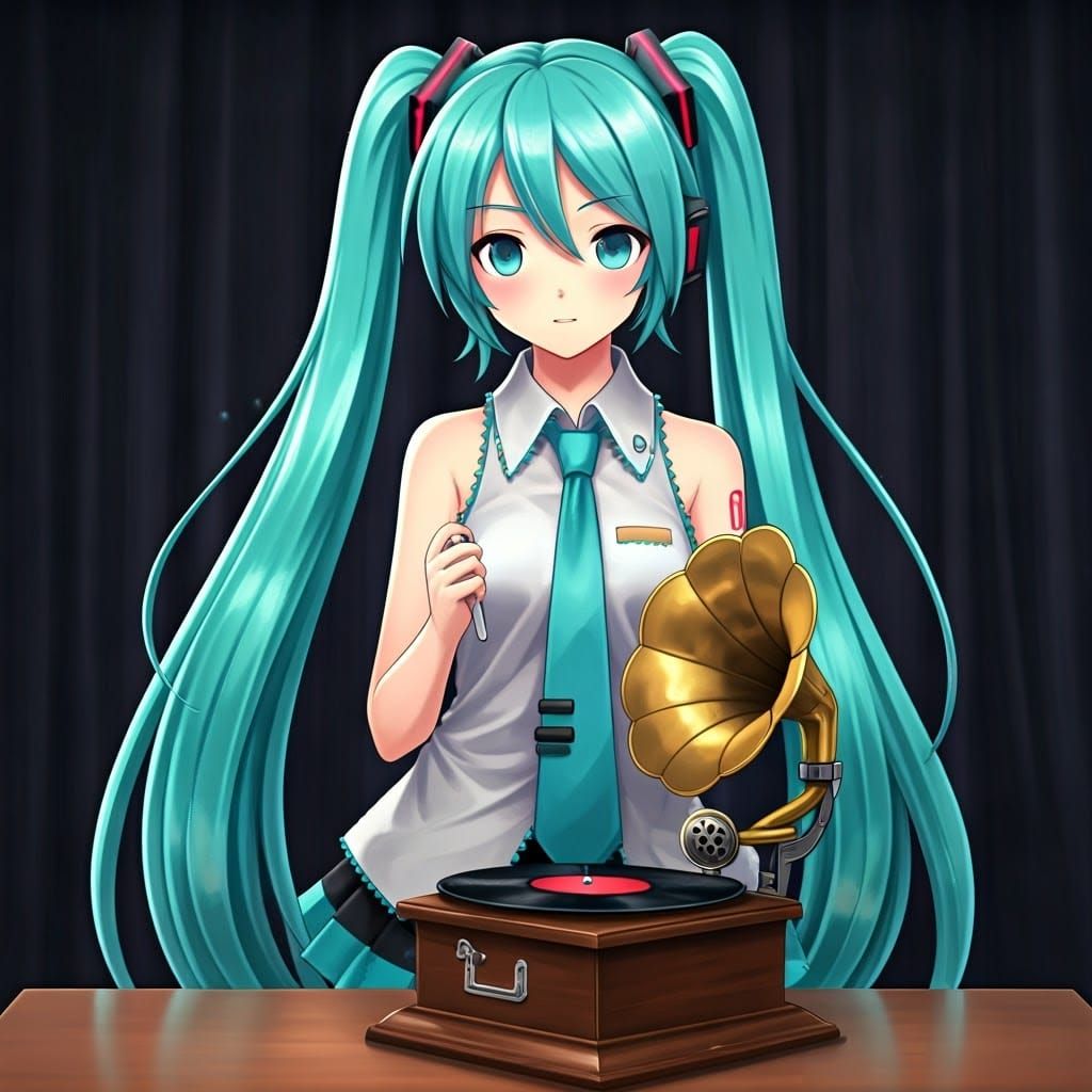 Hatsune Miku Scratching Records at Talent Show