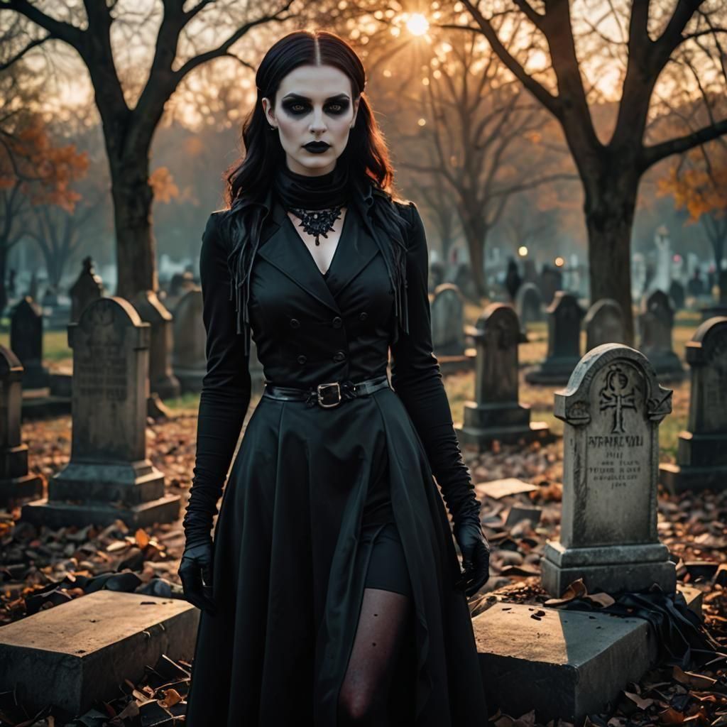 Gothic Vampire Emerges from Grave in Hyperrealistic Photo