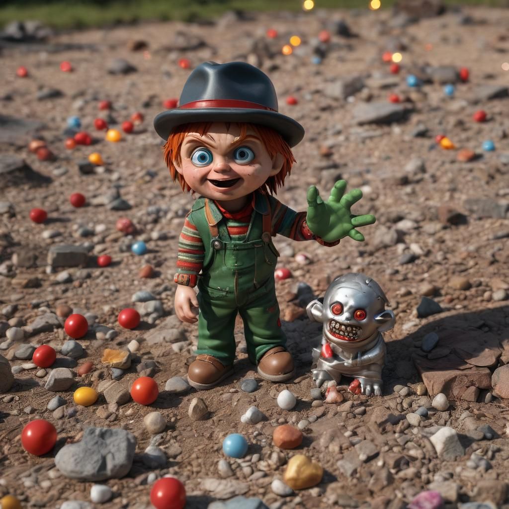 Chibi Chucky vs Freddy in Candyland Warzone