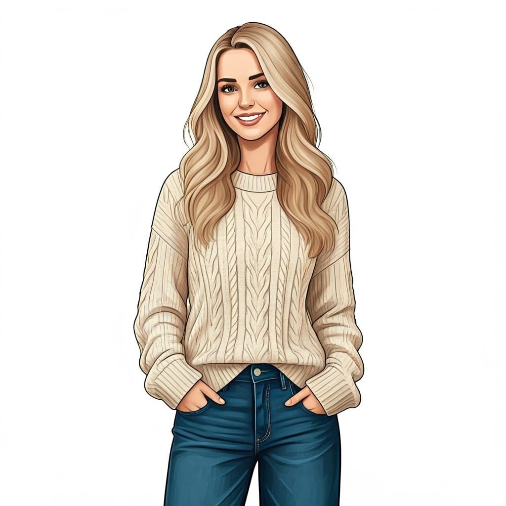 Smiling Woman Portrait in Art Nouveau Style