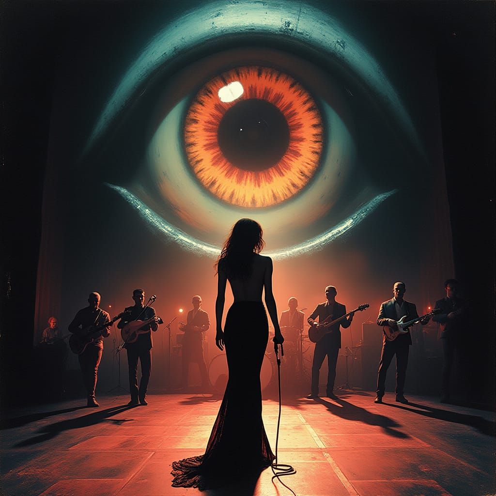 Glowing Eye Backdrop Illuminates Sultry Singer in Acid Jazz ...