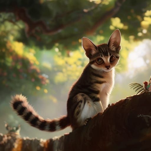 Cat-Lemur-Snake Hybrid in Studio Ghibli Style