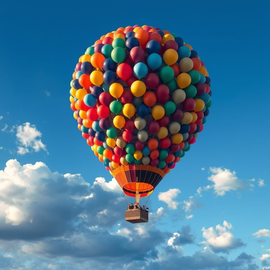 Balloon Hot Air Balloon in Hyperrealistic Style