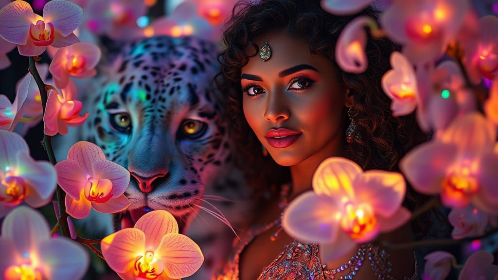 Ethereal Beauty Amongst Glowing Orchids