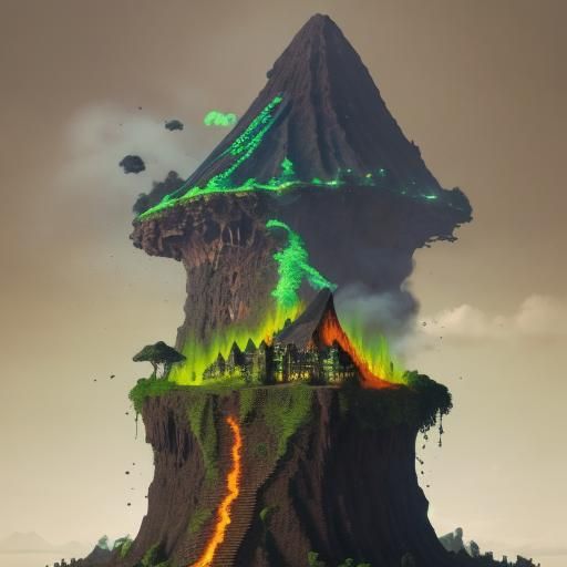 Volcano Erupts in Bedroom Minecraft Scene