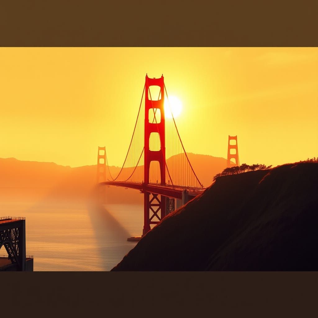 Golden Gate Bridge in Warm, Golden Light