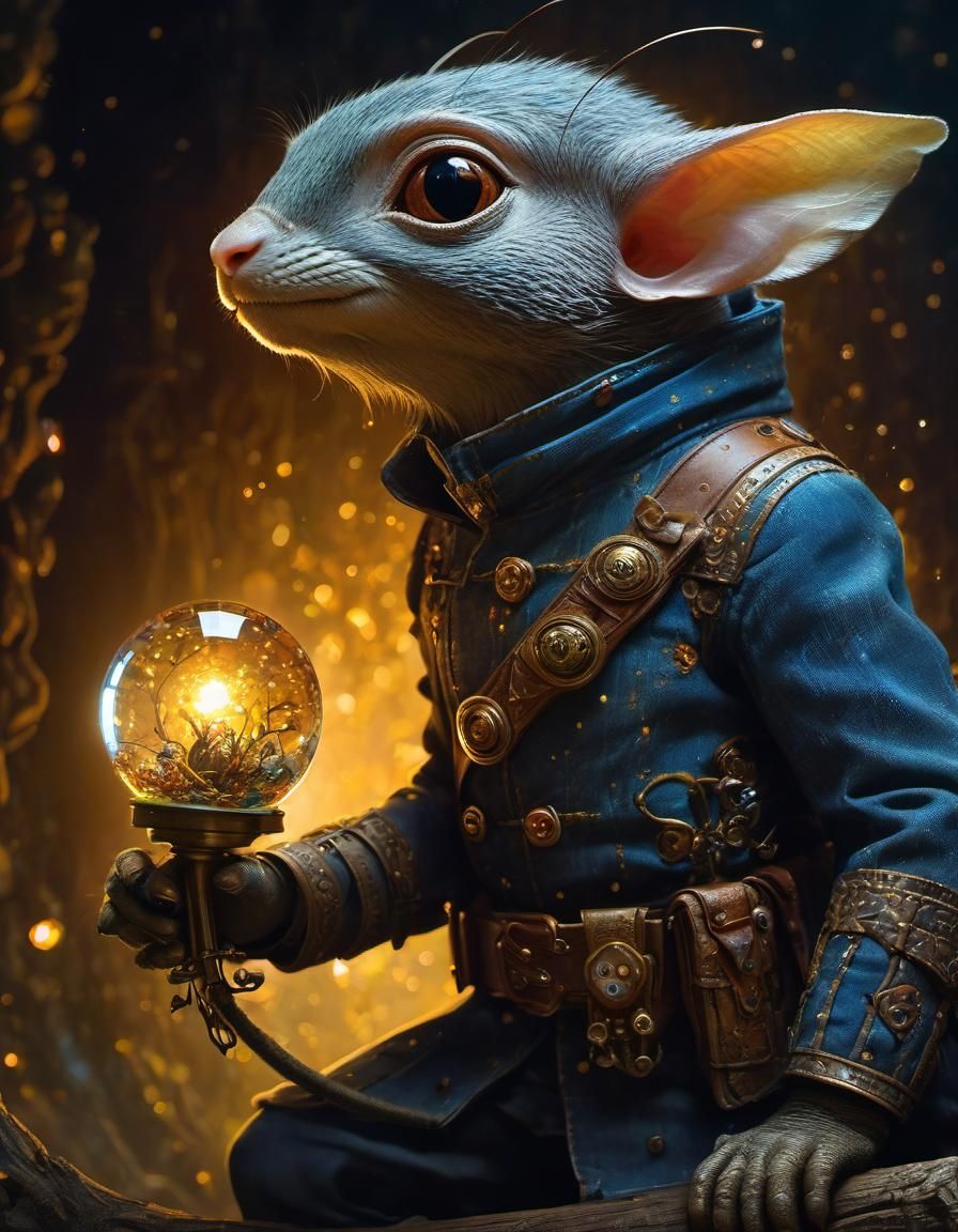 Anthropomorphic Creature Gazing into the Night, Fantasy Art