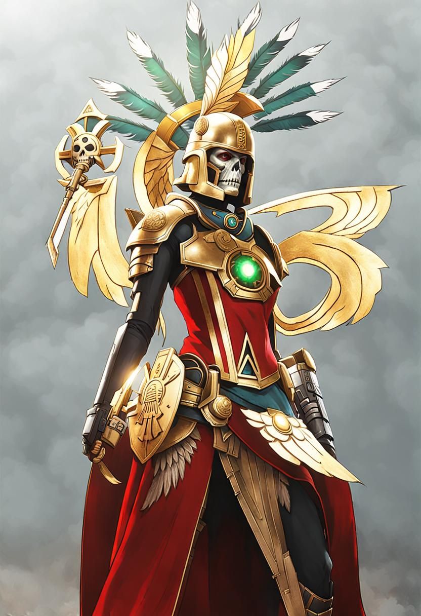 Female Space Marine Warrior in Warhammer 40k Style