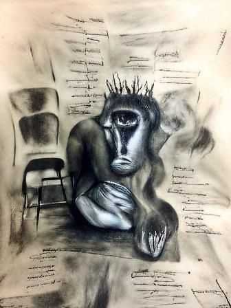 Charcoal Drawing of a Schizotypal Face