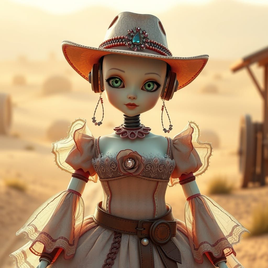 Whimsical Robot in Elegant Old West Gown