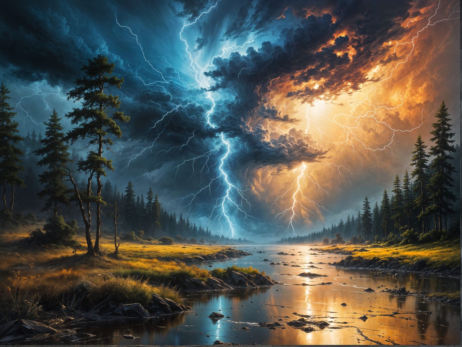 Abstract Storm Painting in Bold Colors