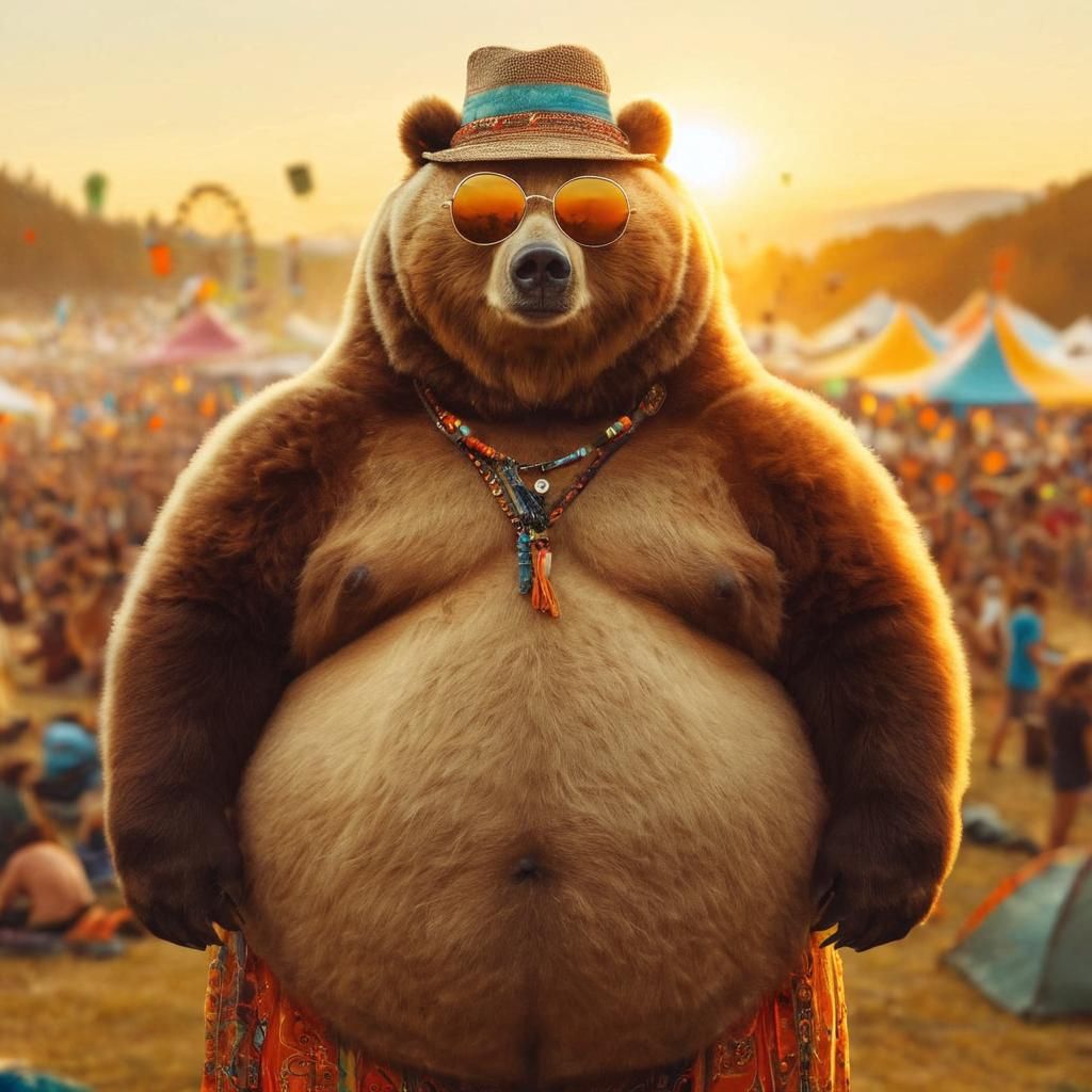 Confident Kodiak Bear in Festival Golden Hour