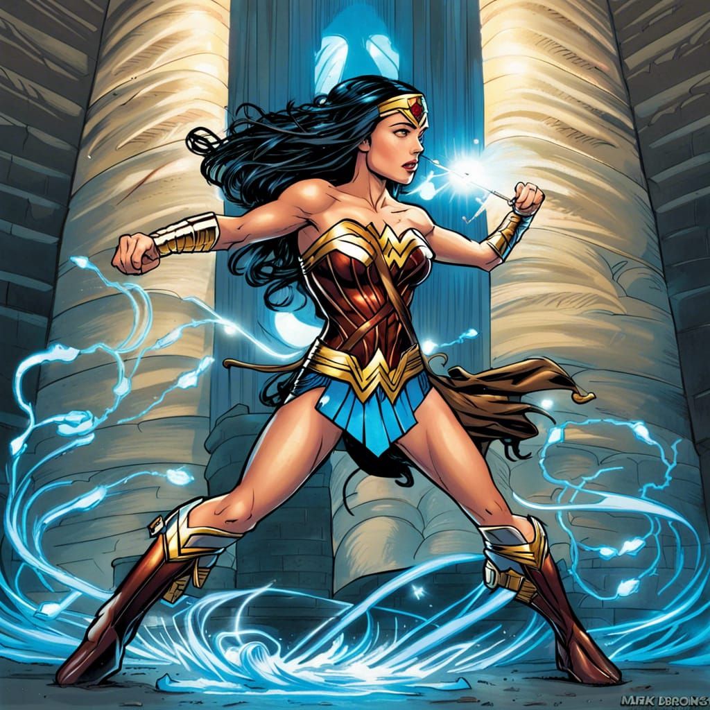 Wonder Woman and Katara in Comic Book Art