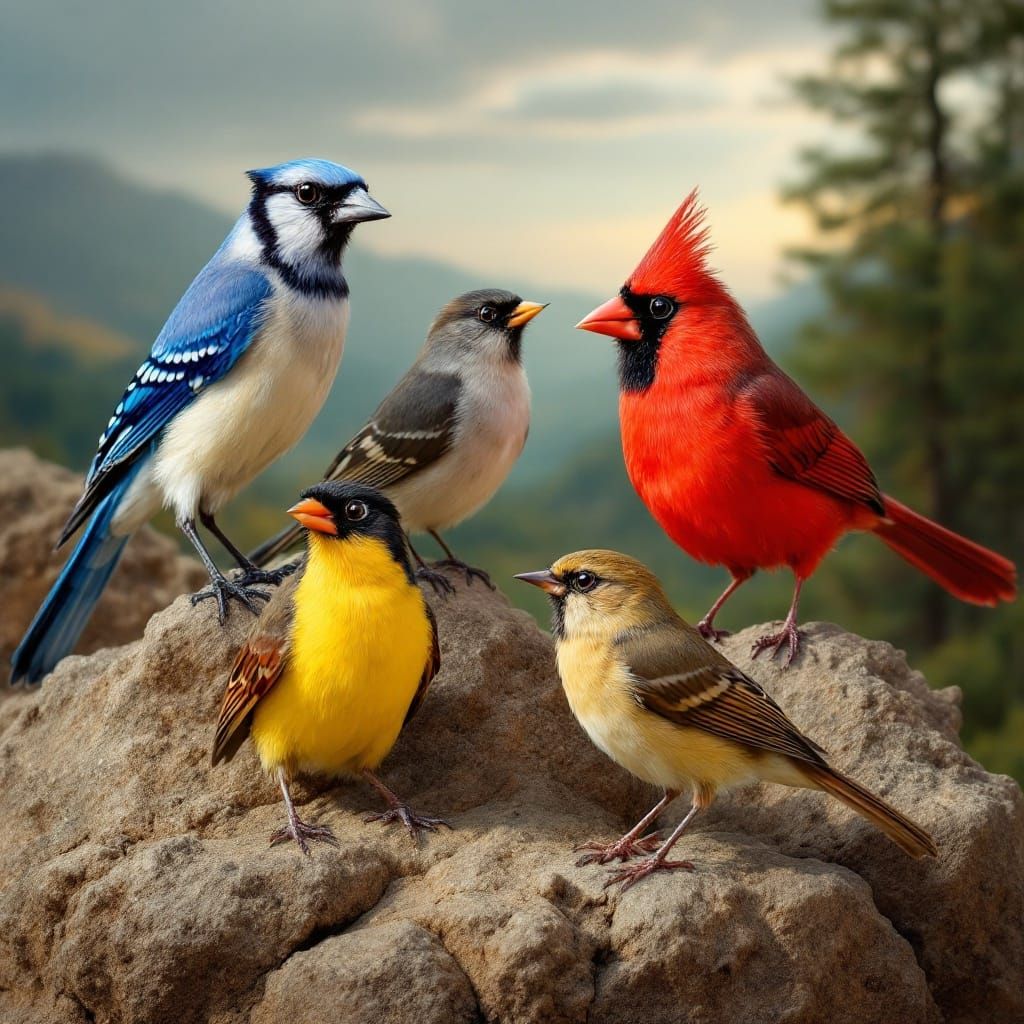 Birds Steal the Show in Whimsical Wildlife Scene