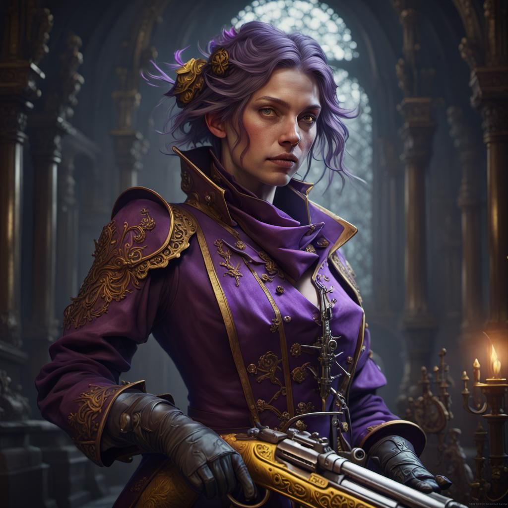 Fantasy Blunderbuss Militia Woman, Digital Art