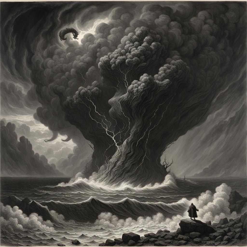 Tempest Wrath: Colossal Storm Entity in Gothic Style