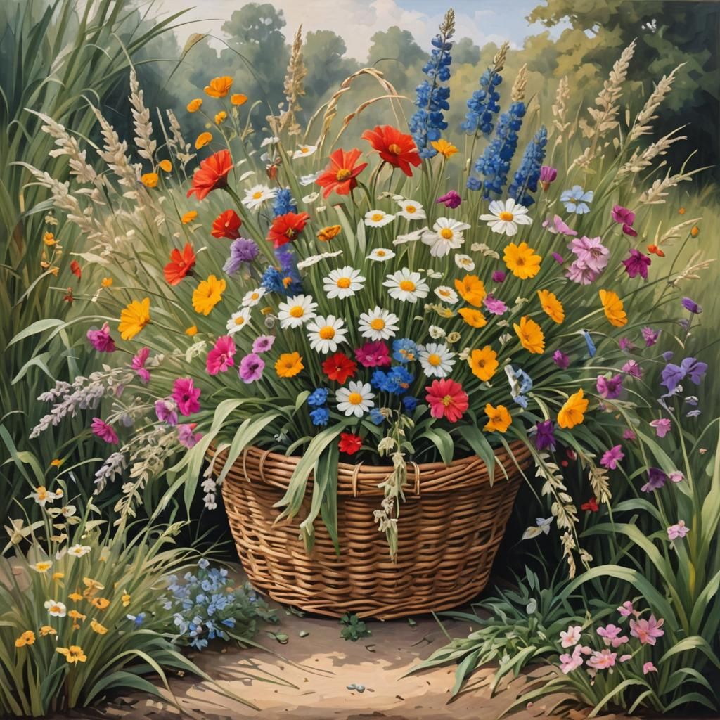 Basket of Wild Flowers