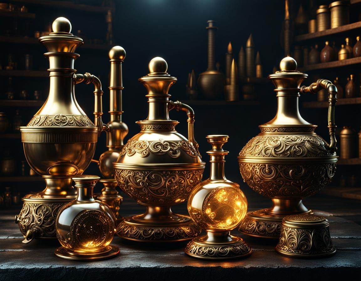 Ancient Alchemist Potions in Mythological Futurism
