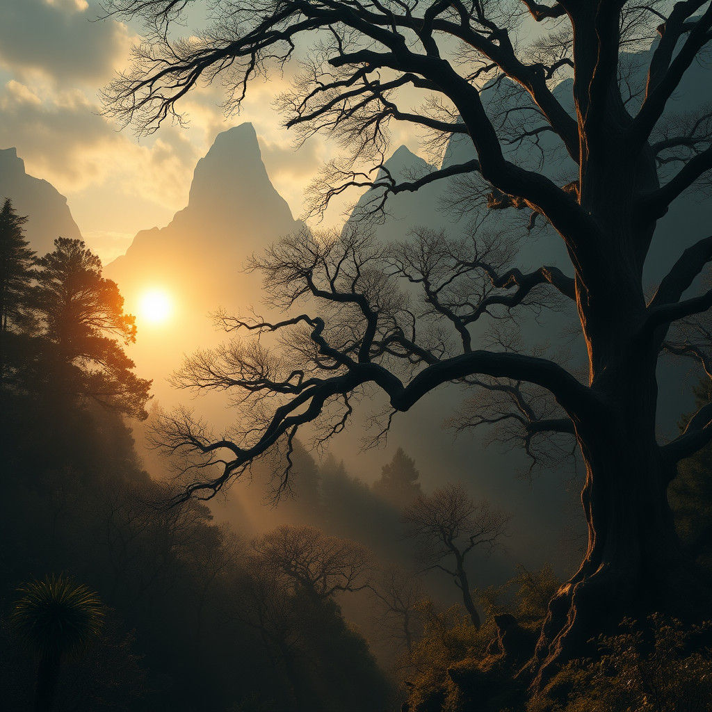 Mystical Forest Landscape in Cinematic Photorealistic Style