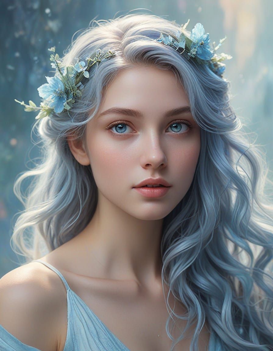 Fairy Woman Portrait in Pastel Painterly Style